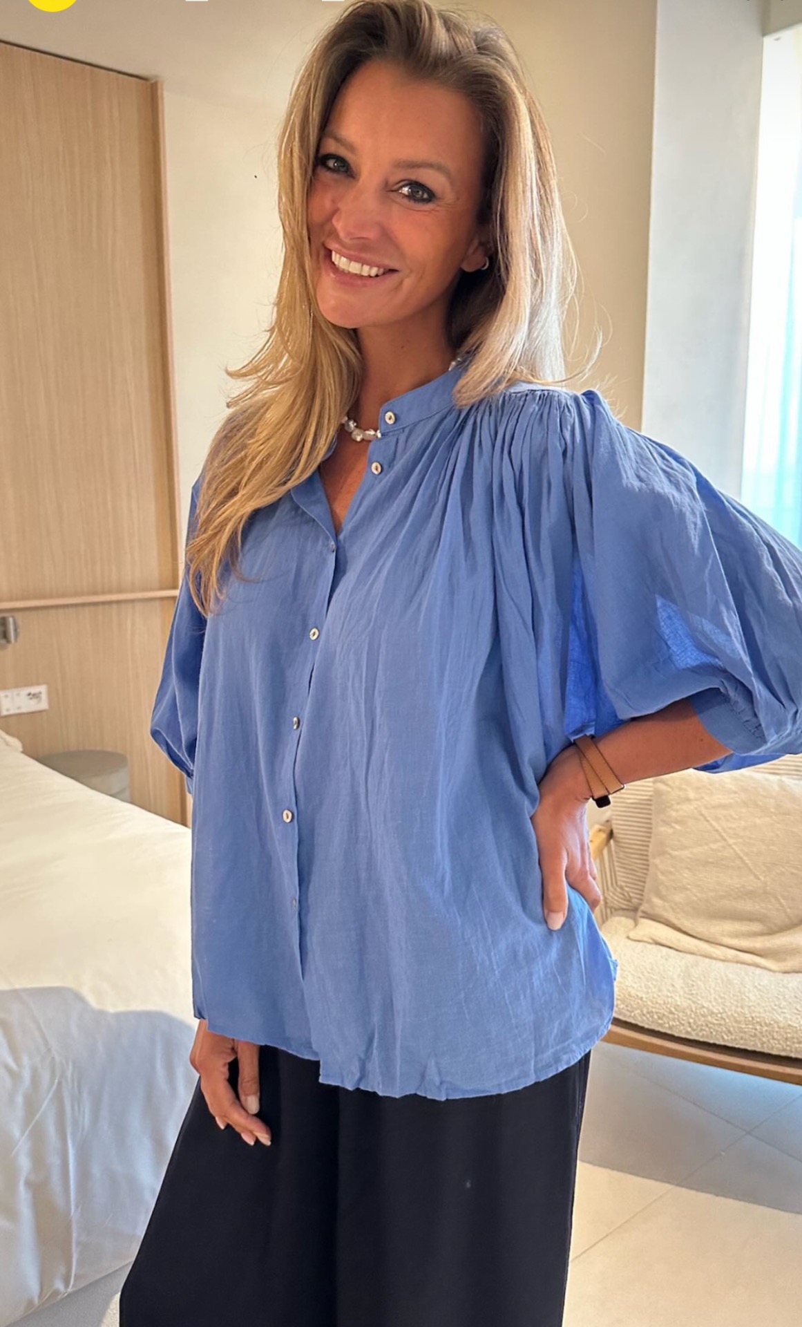 Katoenen blouse blauw